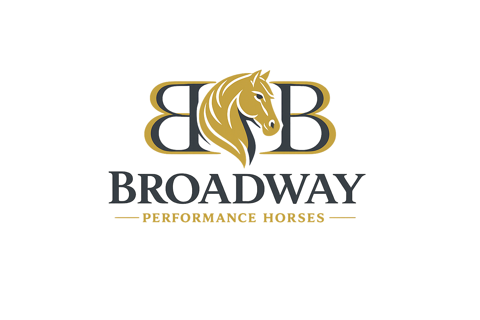 Broadway Performance Horses gold horse logo
